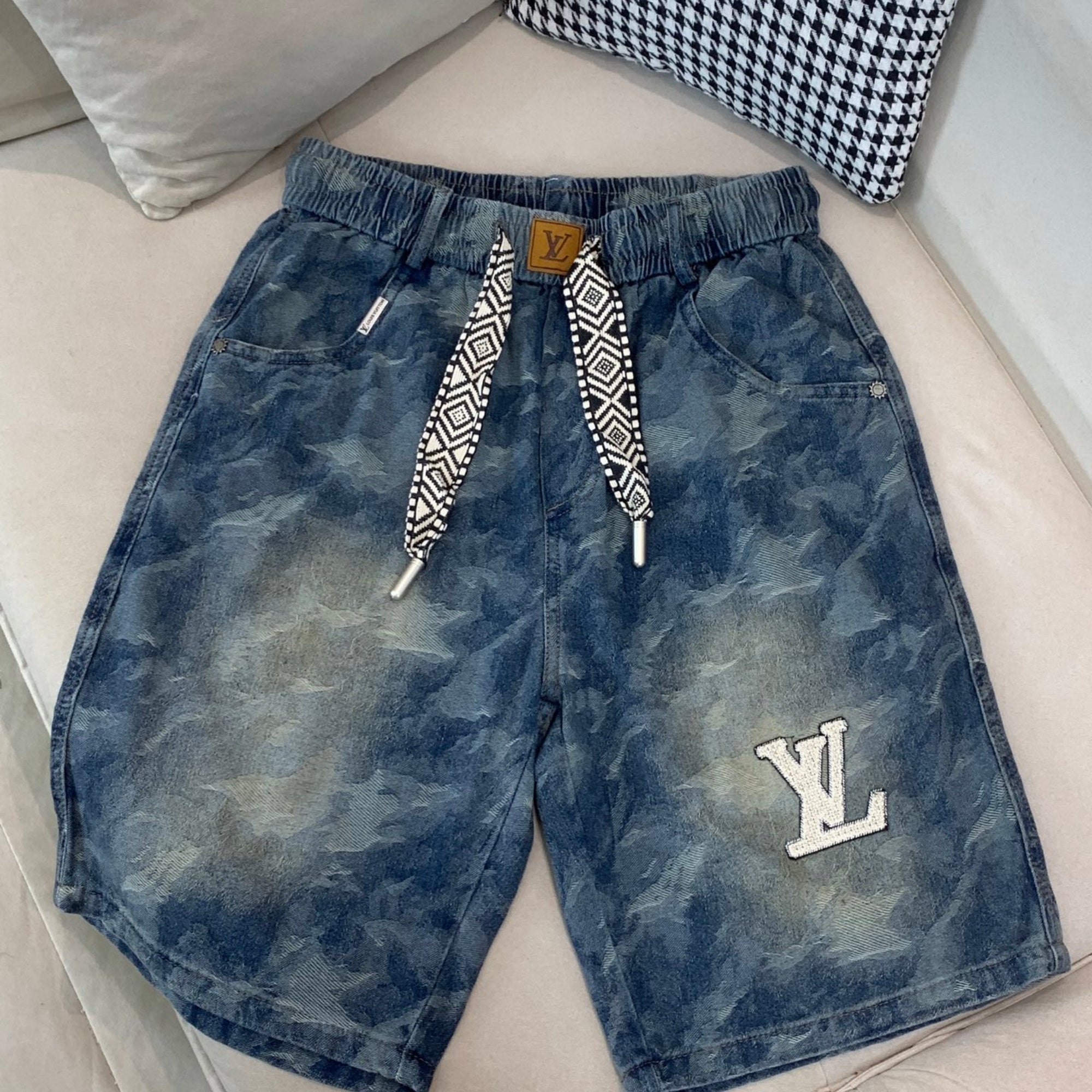 Louis Vuitton Denim Shorts Distressed Finish