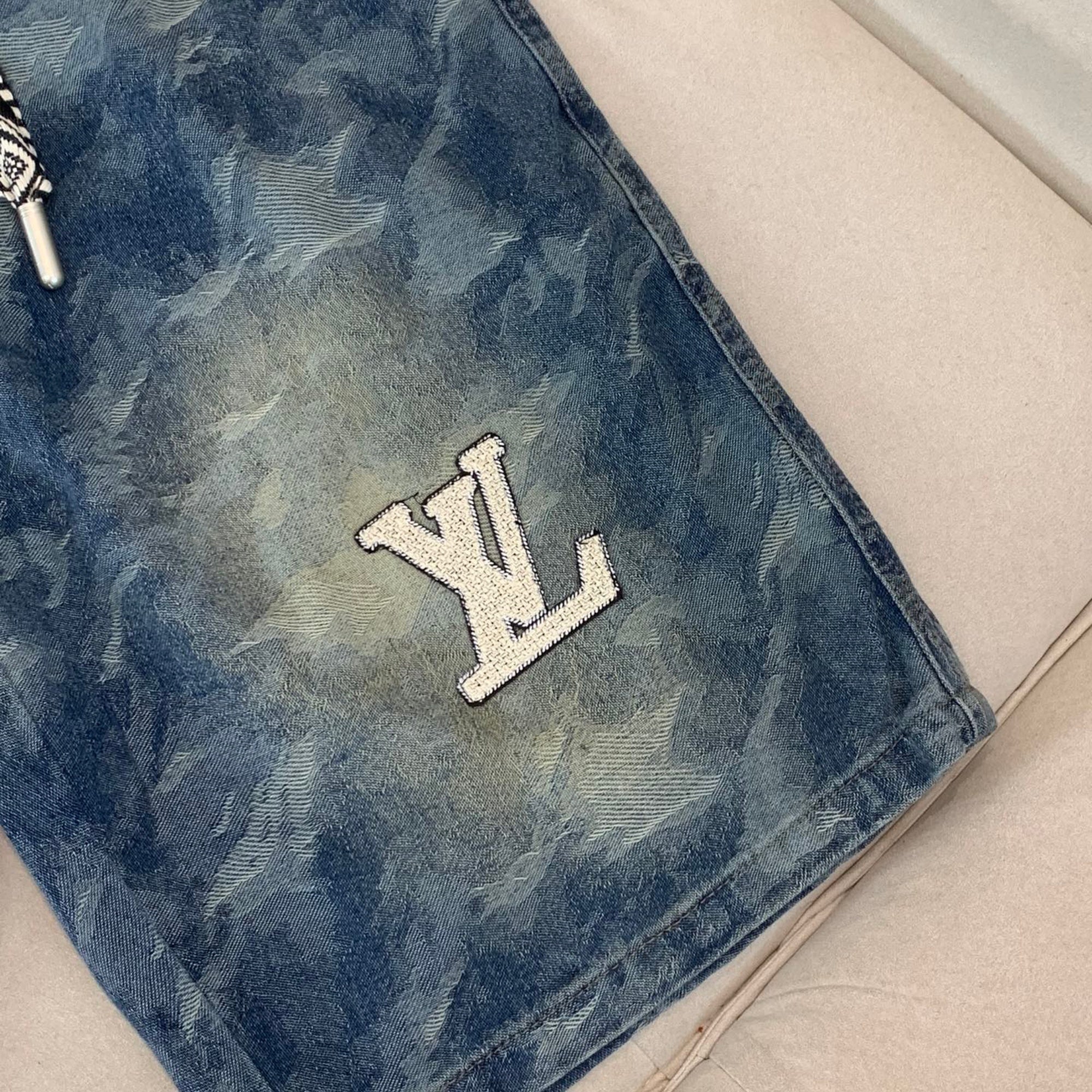 Louis Vuitton Denim Shorts Distressed Finish